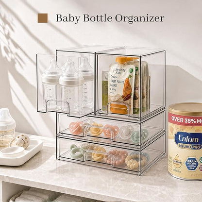 Clear Stackable Storage Drawers, Baby Bottle Organizer, Easily-Access Makeup - Image 4