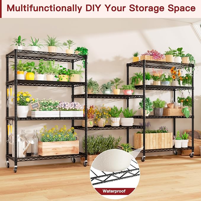PrimeZone 4 Packs 36" W x 16" D x 79" H Wire Storage Shelves - Image 6