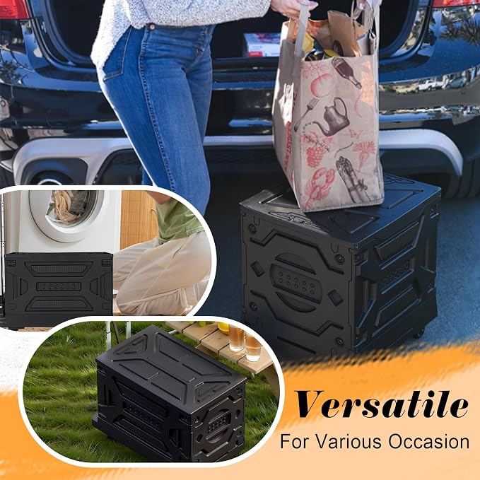 VECELO 88LHeavy-Duty 2-in-1 Foldable Utility Cart, Large Capacity Rolling Crate - Image 3
