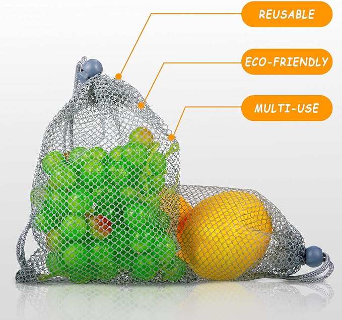 TecUnite 10 Pcs Mesh Bags Drawstring Laundry Bags Large Nylon Mesh Gift - Image 2