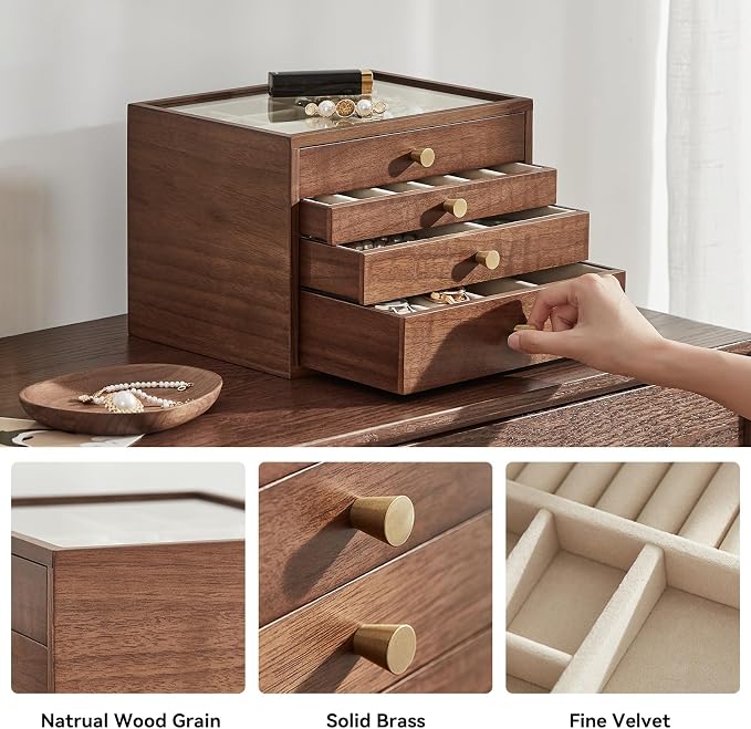 Black Walnut Wooden Jewelry Box - Image 3