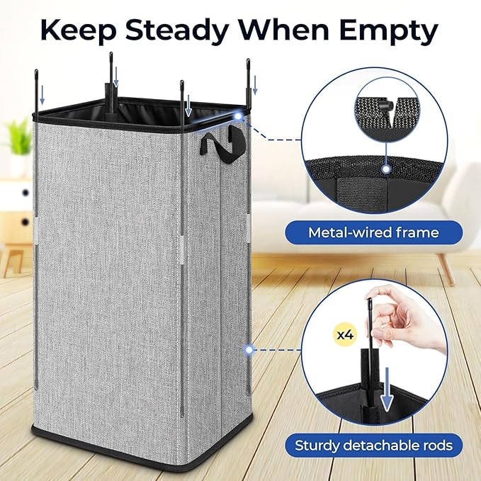 SNIGJAT Large Laundry Hamper, Tall Laundry Hamper - Image 4