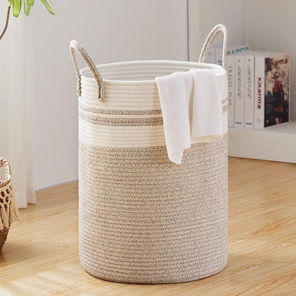 Large Laundry Hamper, Tall Woven Storage Basket by Fionasmagic