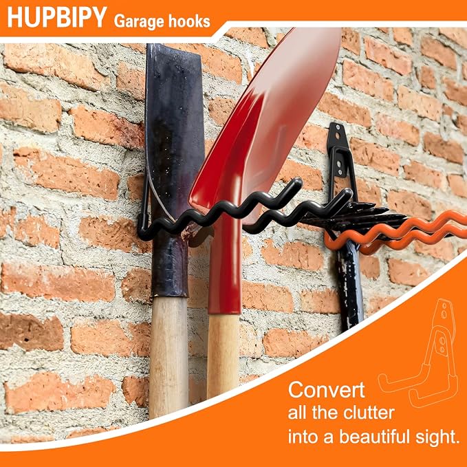 Heavy Duty Garage Hooks 4 Pack, 7.7 inch Wave Long Hanger, Wall Mounted Storage - Image 2