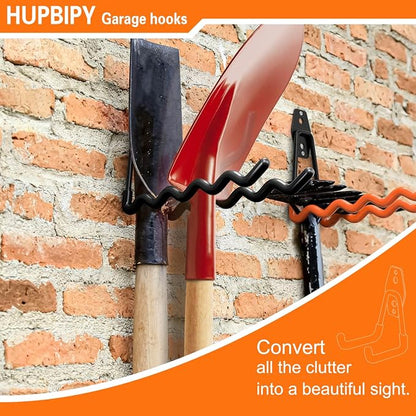 Heavy Duty Garage Hooks 4 Pack, 7.7 inch Wave Long Hanger, Wall Mounted Storage - Image 2