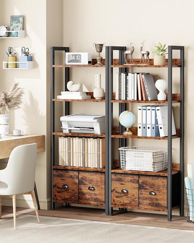 Furologee 5-Tier Bookshelf Set of 2, Tall Bookcase - Image 7