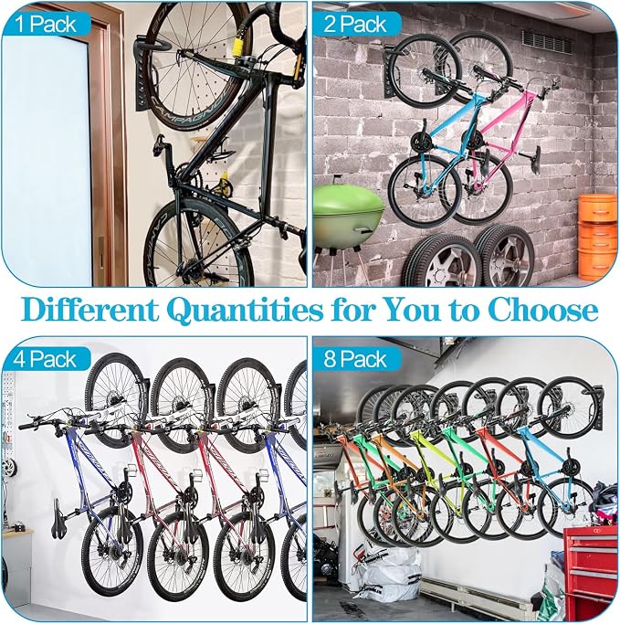 DkOvn 4 Pack Bike Rack Garage Wall Mount, - Image 2