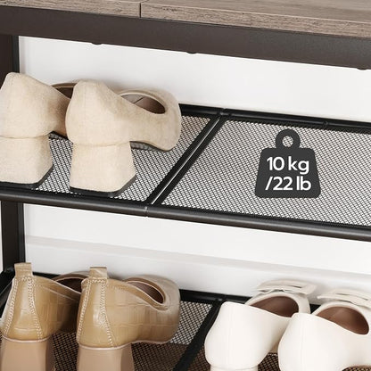 HOOBRO Shoe Bench, 3-Tier Shoe Rack, Industrial Shoe Organizer Storage Bench - Image 6