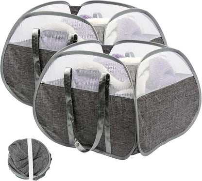 Collapsible Laundry Basket, 90L Tear Proof Mesh Pop-up Hamper 2PCS | Foldable by HEDONLEE