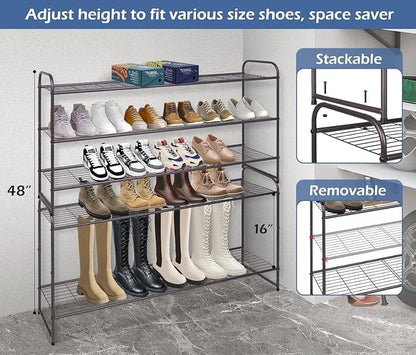 KEETDY Long 3 Tier Shoe Rack for Closet Wide Shoe Storage Organizer Stackable - Image 5