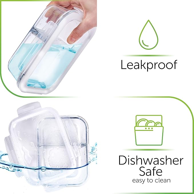Prep Naturals 5 Pack 36oz Glass Meal Prep Containers - Image 4