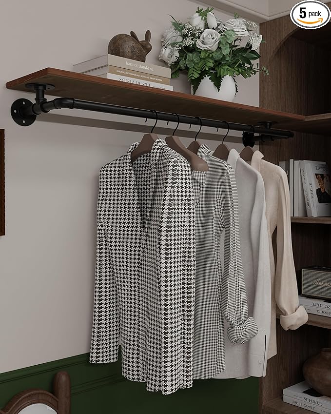 Clothes Rack 48in, Wall Mounted Garment Rack by INDUSTRIALSHELVESDESIGN