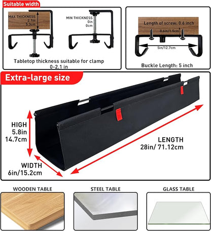 Under Desk Cable Management No Drill – 28" L x 6" W Cord Organizer, Upgraded - Image 5