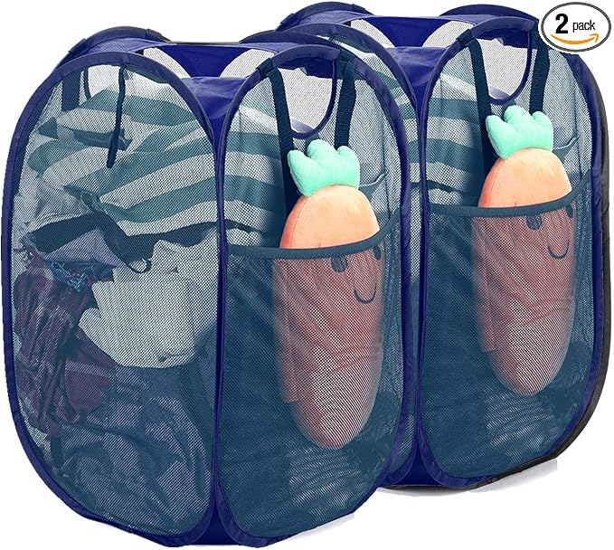 Strong Mesh Pop-up Laundry Hamper, Quality Collapsible Laundry Basket by HOUSEAGAIN