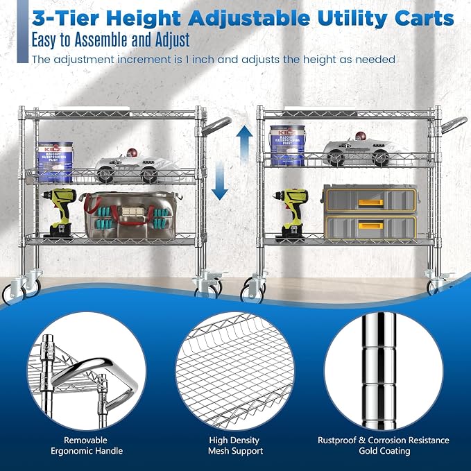 Leteuke 3 Tier Rolling Carts - Image 3