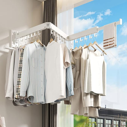 BOQORAD Wall Mounted Clothes Hanger Rack, Clothes Drying Rack, Laundry Drying - Image 6