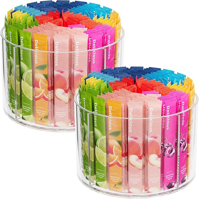 2-Pack Rotating Drink Mix Organizer, Spinning Drink Packet Holder, Divided by SlowSLog