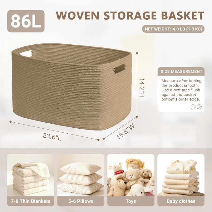 86L Large Wicker Laundry Basket - Image 2