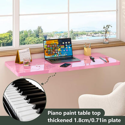 Clikuutory Wall Mounted High Gloss Folding Table, Wall Desk Fold Down - Image 3
