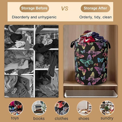 Rainbow Butterfly Collapsible Laundry Baskets, Laundry Hamper, Storage Basket - Image 5