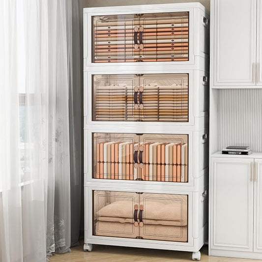 Storage Bins with Lids and Wheels, Collapsible Bathroom Storage Cabinet with by Unknown
