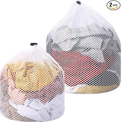 2 Packs Laundry Mesh Bags, Drawstring Net Laundry Bag by KALIONE