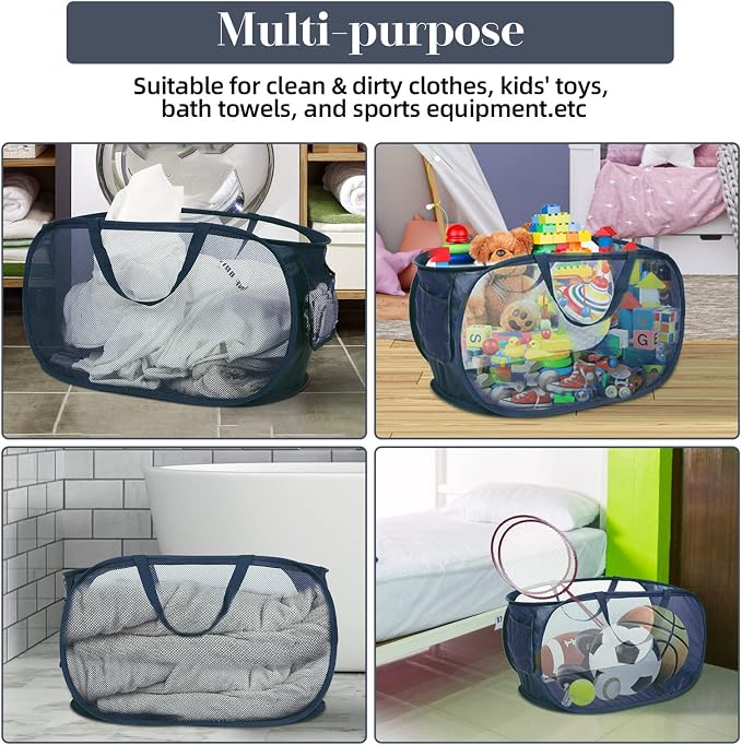 4 Pcs Durable Collapsible Laundry Baskets, Foldable Laundry Basket Large Opening - Image 6