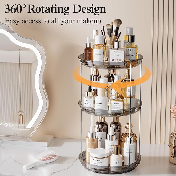 Delamu 3 Tier Rotating Makeup Organizer - Image 2