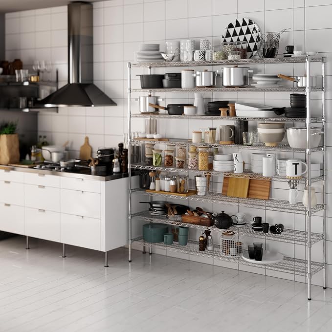 14" Deep x 72" Wide x 74" Height Wire Shelving Kit | 8-Tier | NSF Commercial - Image 2