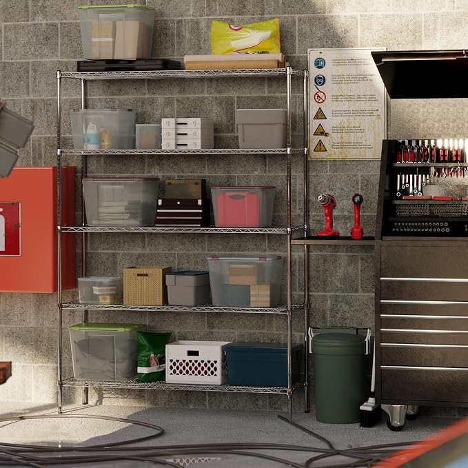 18" Deep x 60" Wide x 86" Height Wire Shelving Kit | 5-Tier | NSF Commercial - Image 2