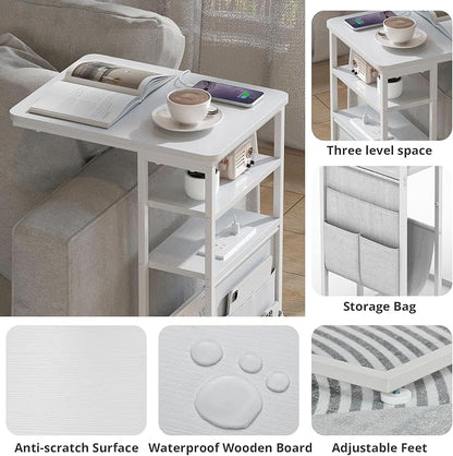 C Shaped End Table with Charging Station, Under Couch Table C-Shaped End Table - Image 3