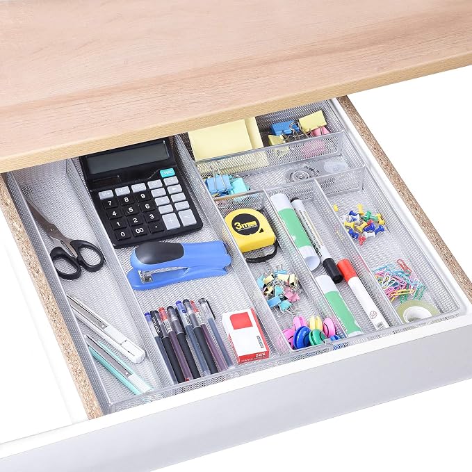 WuGeShop Expandable Office Drawer Organizer, 6 to 7 Compartments Adjustable - Image 2