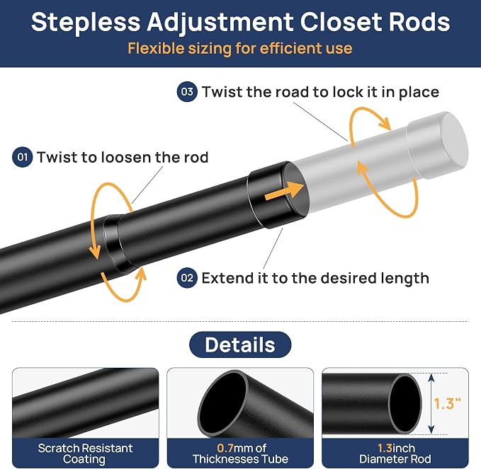 ENJOYBASICS 17-67" Heavy Duty Closet Rod - Image 3
