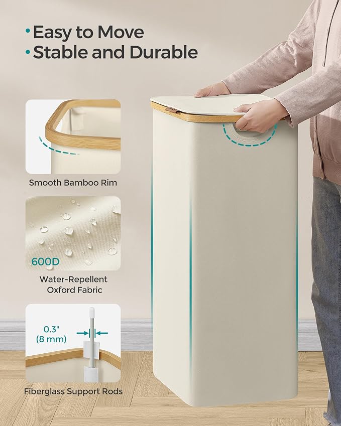 SONGMICS Laundry Hamper with Lid, Large Laundry Basket, 23.8 Gallons, Removable - Image 7