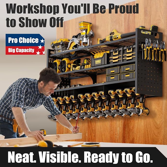 Large 49''W Power Tool Organizer Wall Mount | 620lbs Garage Storage Rack - Image 6