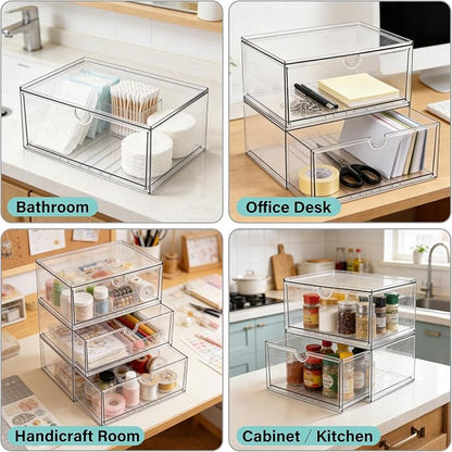 Prsildan Acrylic Makeup Organizer Stackable Clear Storage Drawers - Image 4