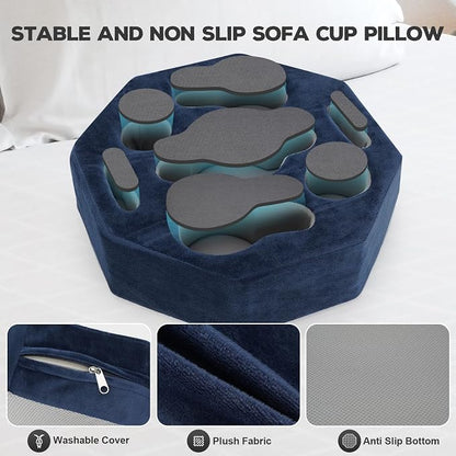 Couch Cup Holder Pillow, Couch Drink Holder, Octagon Couch Caddy - Image 2