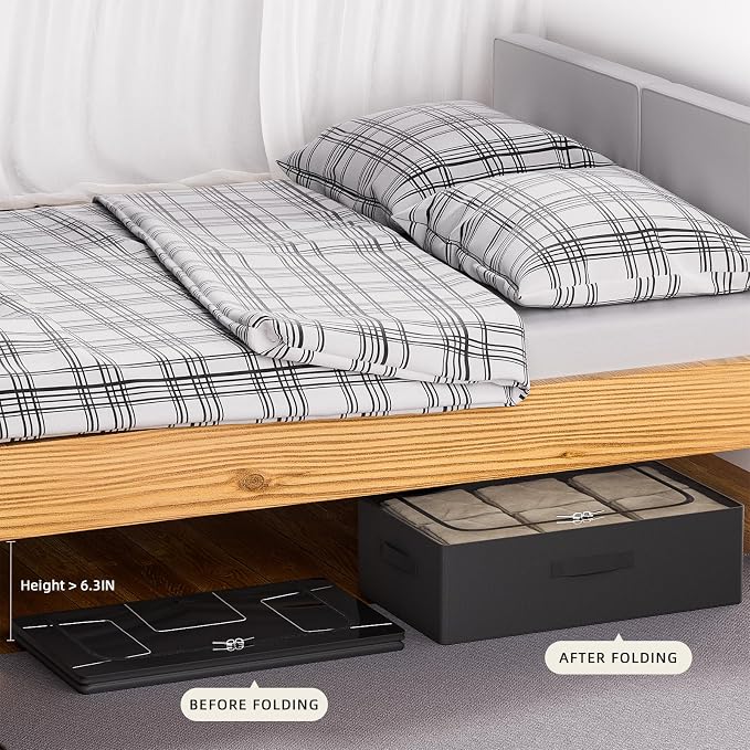 CYhom Under Bed Storage Bins Frame Storage Box Oxford Fabric Sturdy Underbed - Image 3