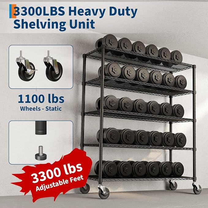 Garvee Storage Shelves, 5-Tier Metal Shelving Units - Image 4