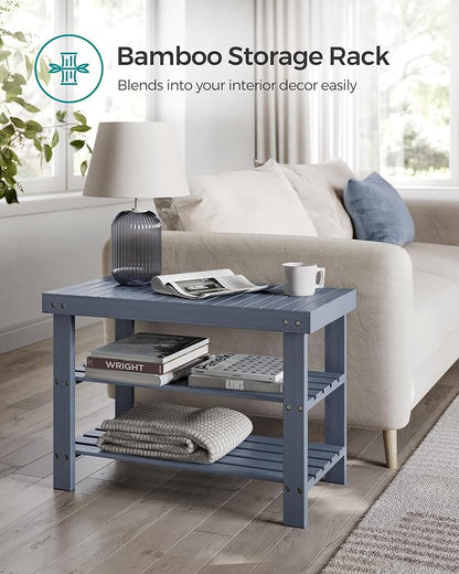 SONGMICS Shoe Rack Bench, 3-Tier Bamboo Shoe Storage Organizer, Entryway Bench - Image 6