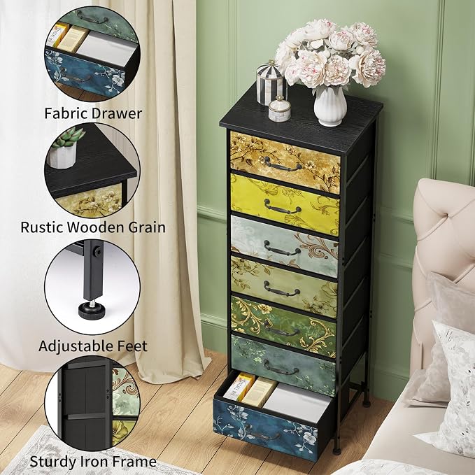 Fixwal Vintage Flower Tall Dresser - Image 5