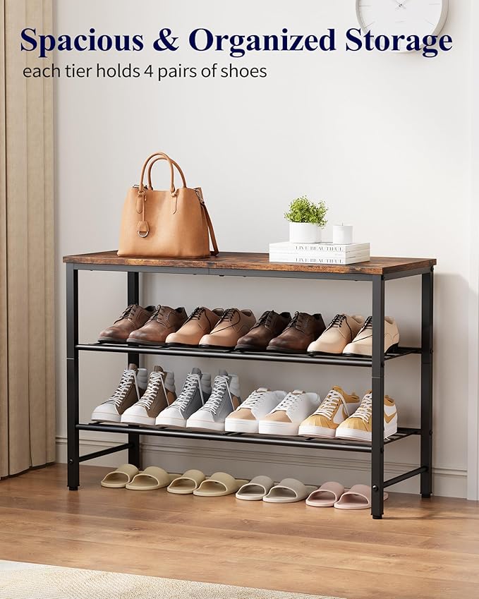 Kitsure Shoe Rack for Closet, Rustic Brown Shoe Organizer - Image 6