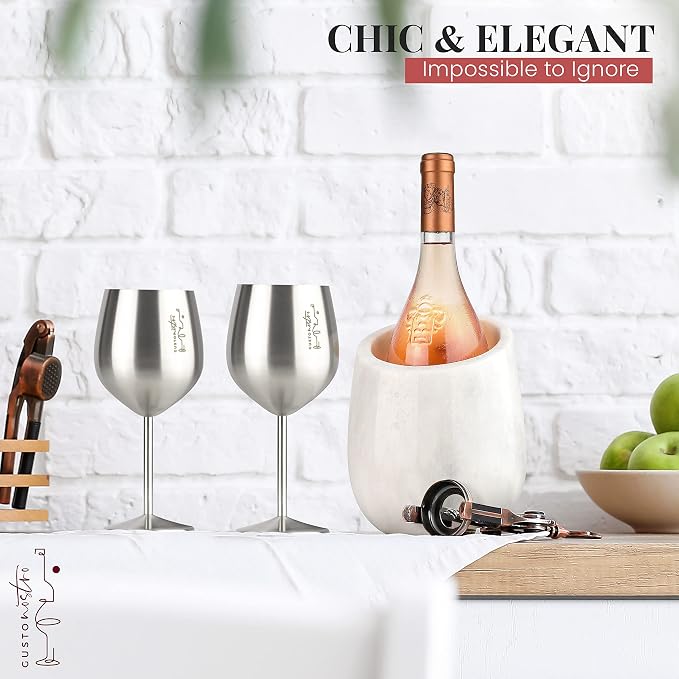 Gusto Nostro Marble Wine Chiller Bucket - 750ml Wine Bottle Cooler and - Image 3