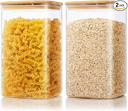 Extra Large Square Glass Flour & Sugar Storage Containers by HomArtist