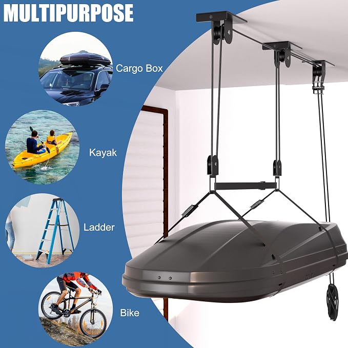 Cargo Box Pulley System for Garage Storage, Heavy-Duty - Image 6