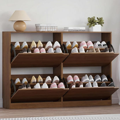 BORNOON Shoe Cabinet with 4 Flip Drawers, Narrow Hidden Shoe Storage Cabinet by BORNOON