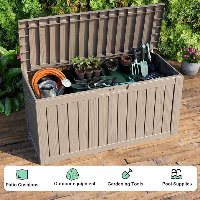 EasyUp 92 Gallon Reinforced Resin Deck Box – Waterproof & UV-Resistant Outdoor - Image 5