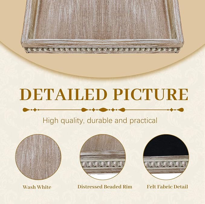 MAONAME Wood Serving Tray, Farmhouse Wooden Tray - Image 3