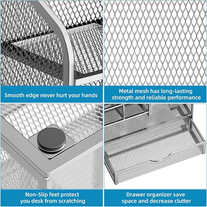 Marbrasse Mesh Pen Holder for Desk, Pen Organizer - Image 6