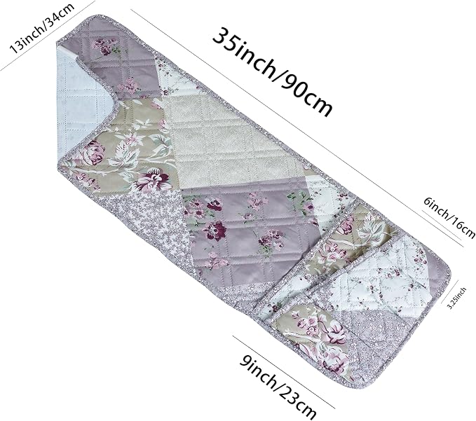 Brilliant Sunshine Lilac Rose Patchwork Couch Armrest 5 Pockets Organizer - Image 5